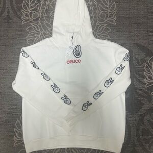 White Hoodie with Peace Sign Design